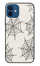 Spider Web iPhone 12 Glass Case Back Cover by Casekaro