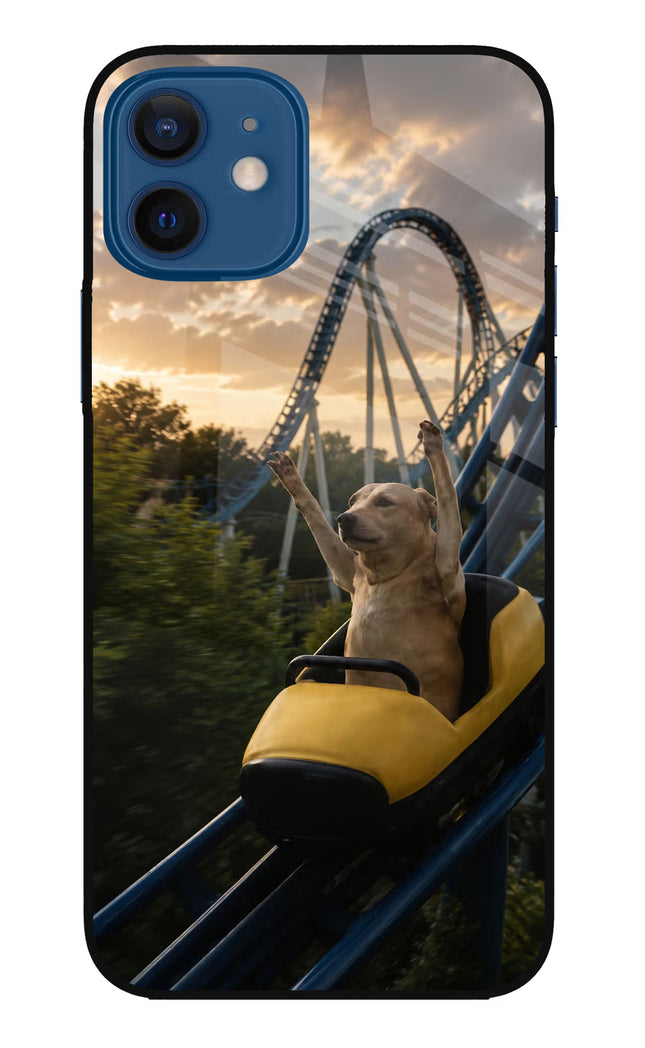 Rollercoaster Dog iPhone 12 Glass Case