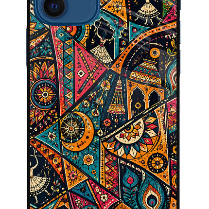 Folk Print iPhone 12 Glass Case