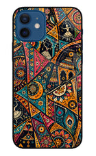 Folk Print iPhone 12 Glass Case