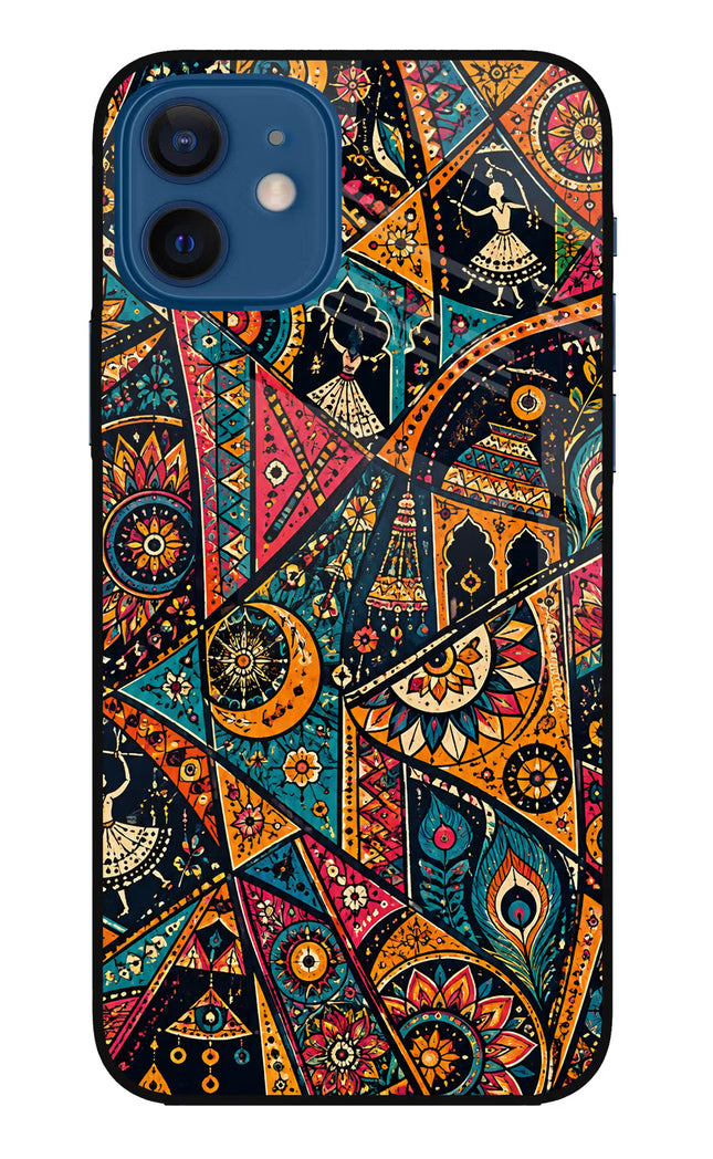 Folk Print iPhone 12 Glass Case