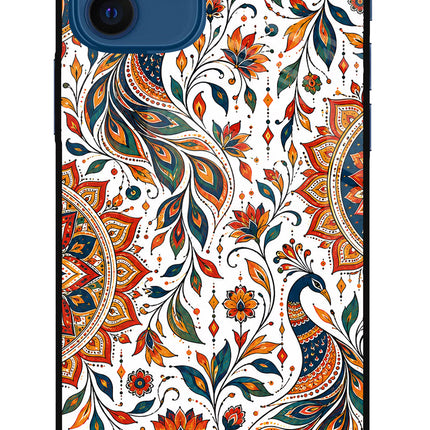 White Mayura iPhone 12 Glass Case