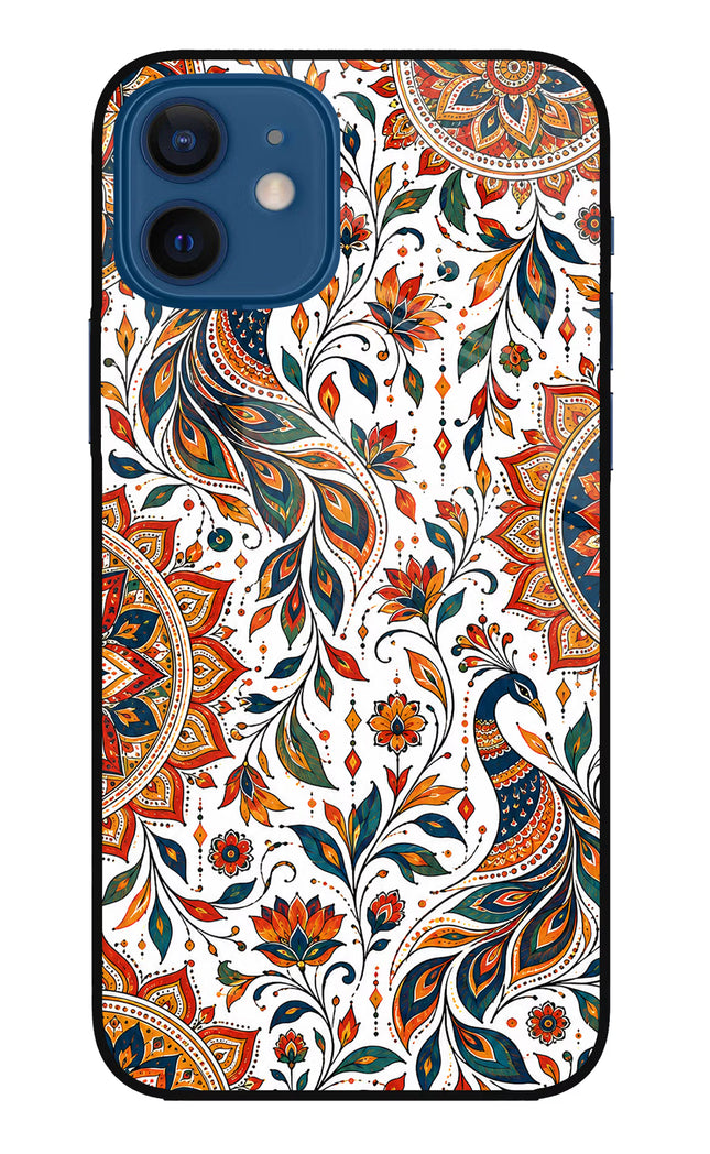 White Mayura iPhone 12 Glass Case