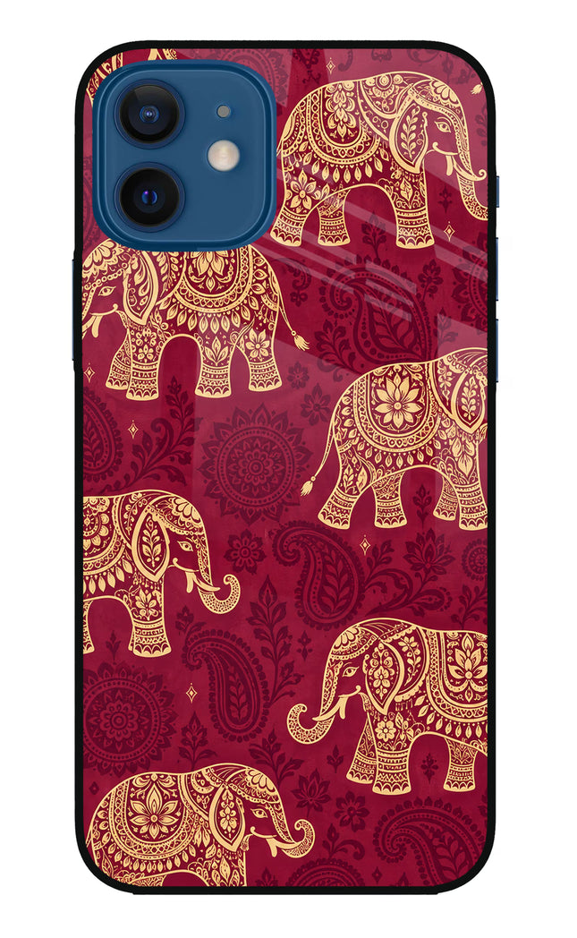 Maroon Elephant iPhone 12 Glass Case