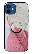 White Pink Leaf iPhone 12 Glass Case