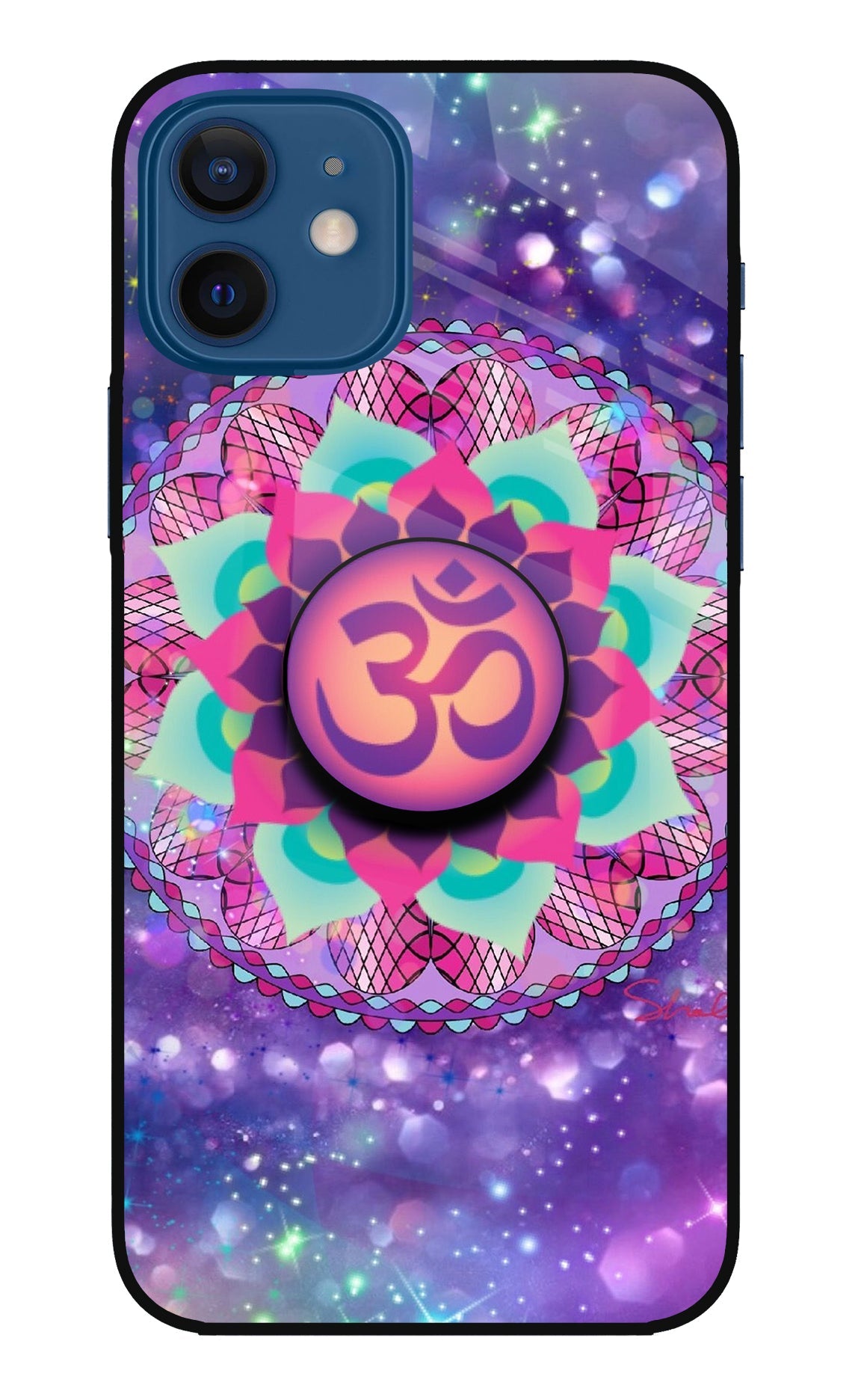 Om Purple iPhone 12 Glass Case