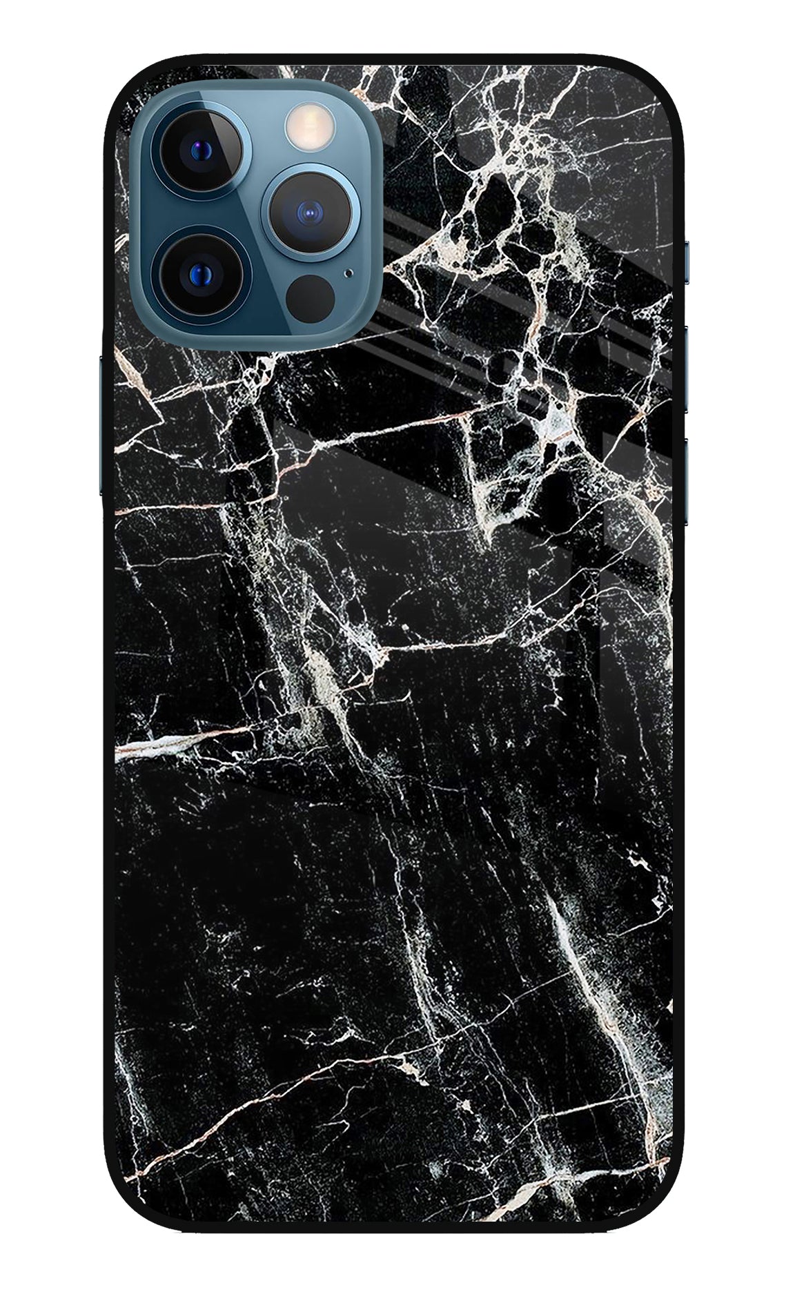 Black Marble Texture iPhone 12 Pro Back Cover