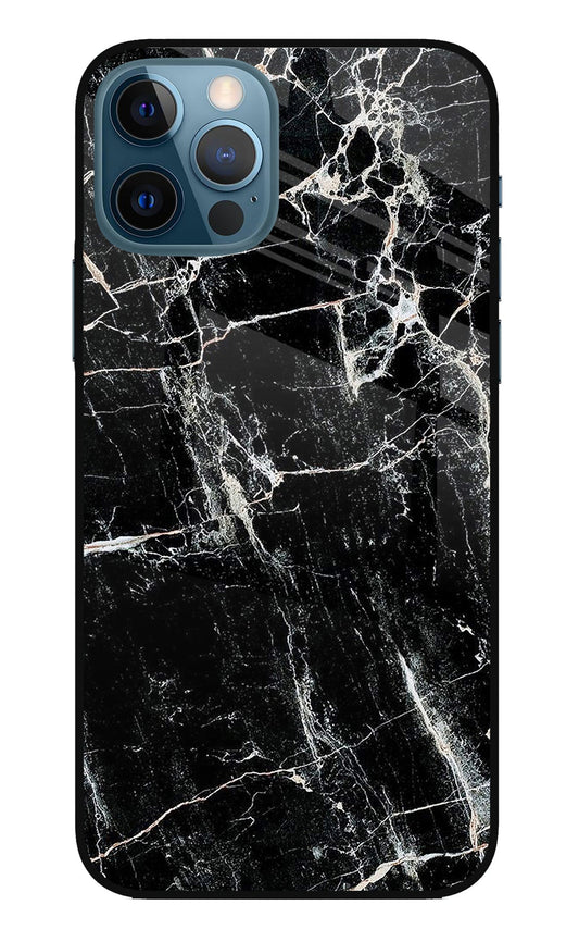 Black Marble Texture iPhone 12 Pro Glass Case