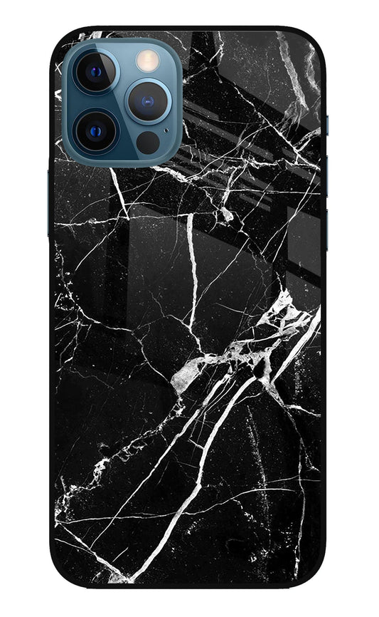 Black Marble Pattern iPhone 12 Pro Glass Case