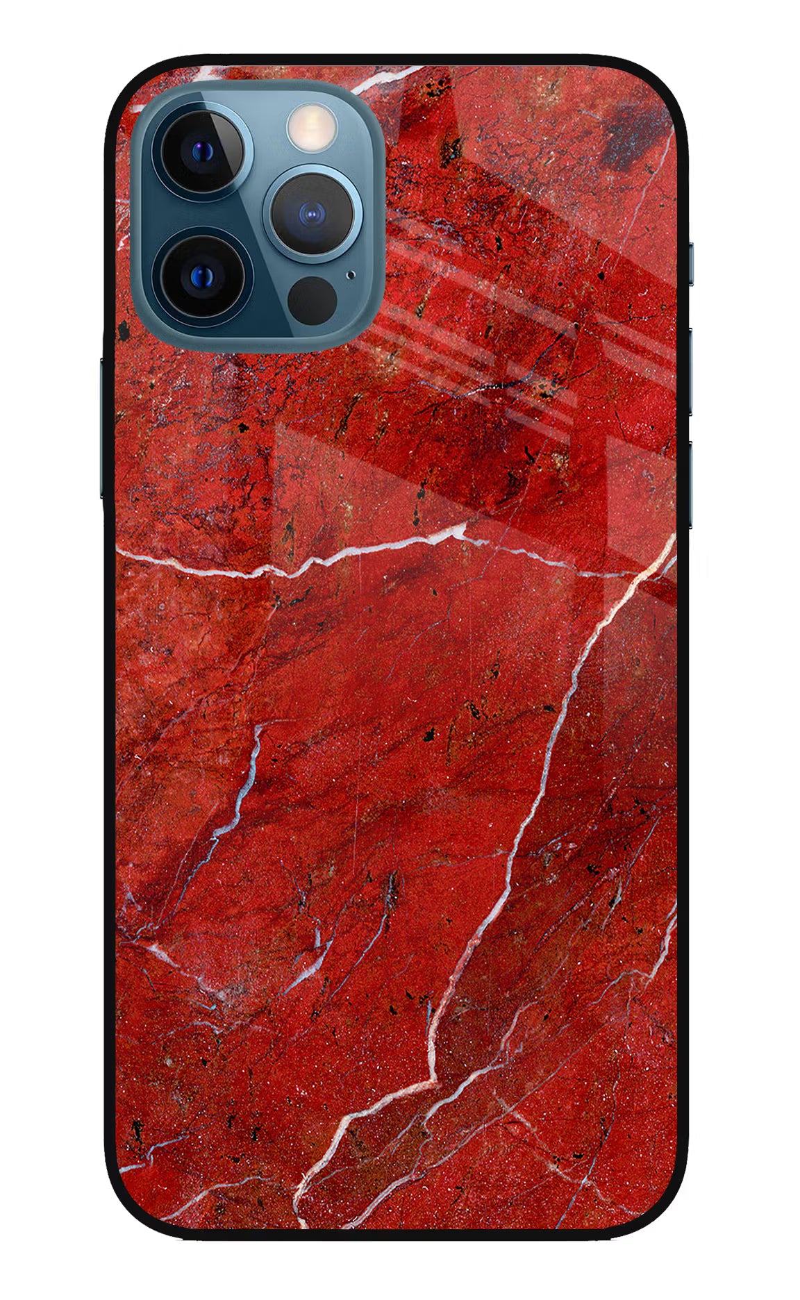 Red Marble Design iPhone 12 Pro Glass Case Back Cover by Casekaro