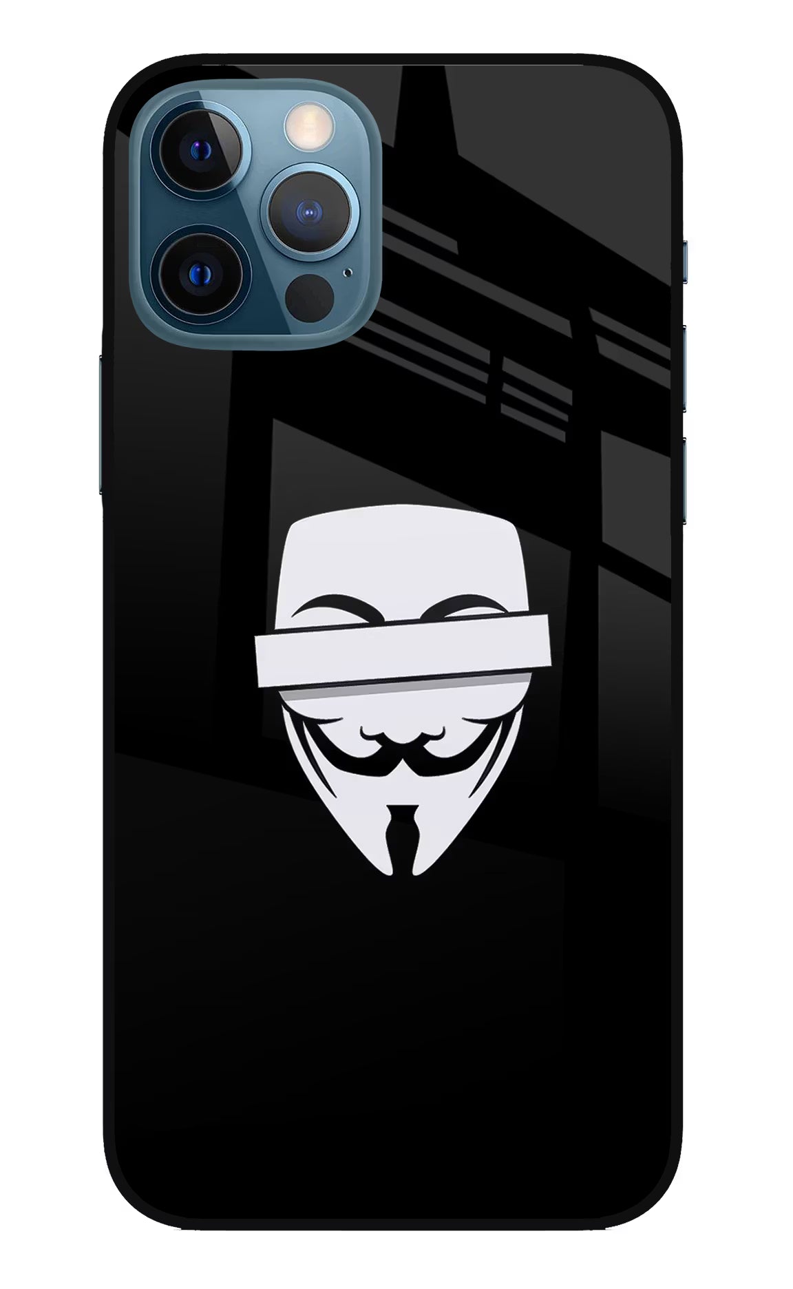 Anonymous Face iPhone 12 Pro Glass Case Back Cover by Casekaro