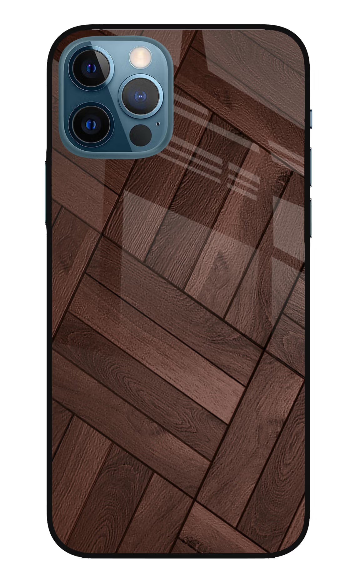 Wooden Texture Design iPhone 12 Pro Glass Case Back Cover by Casekaro