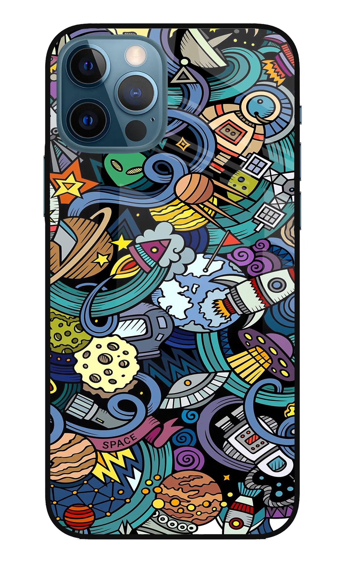 Space Abstract iPhone 12 Pro Glass Case Back Cover by Casekaro
