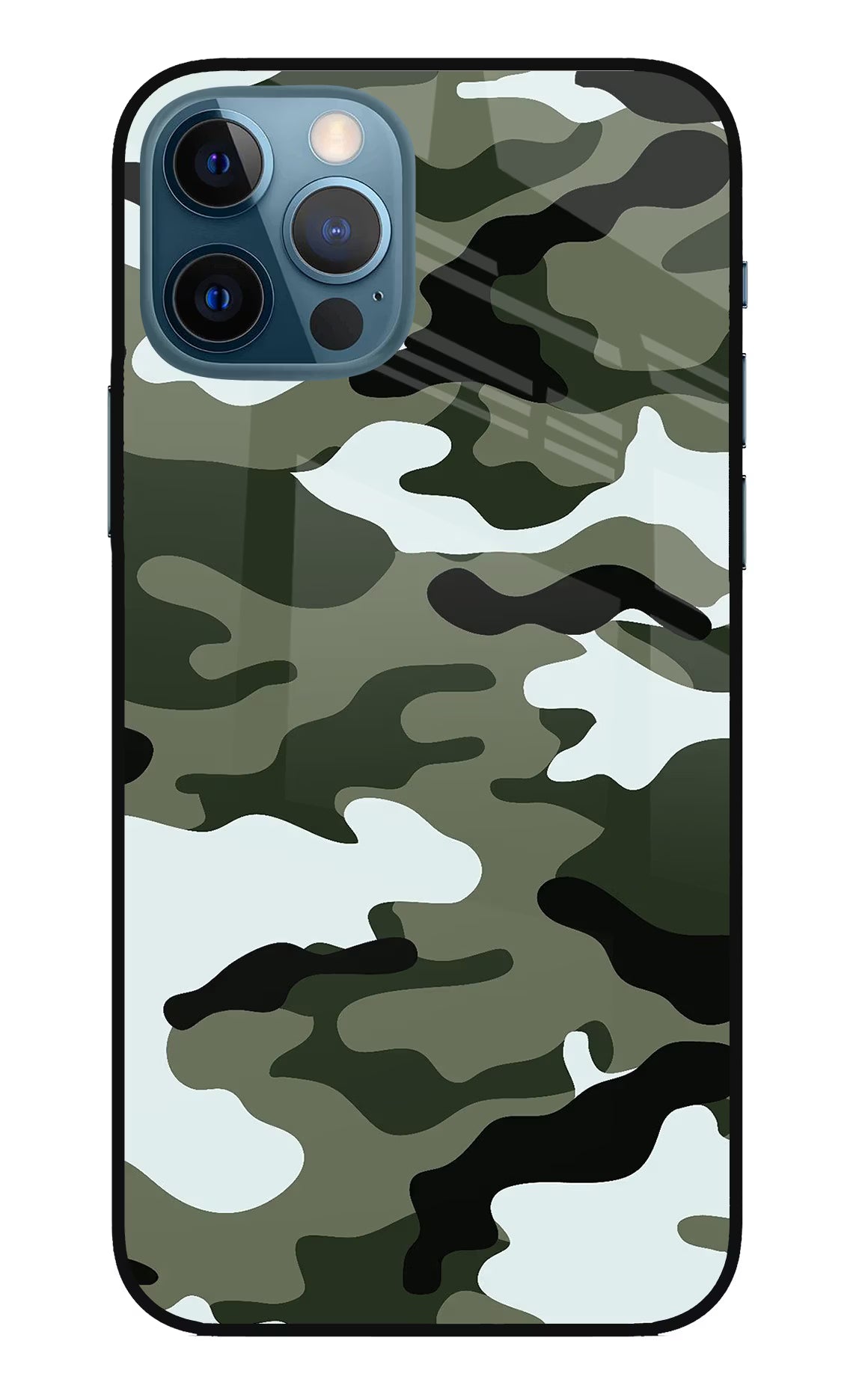 Camouflage iPhone 12 Pro Glass Case Back Cover by Casekaro