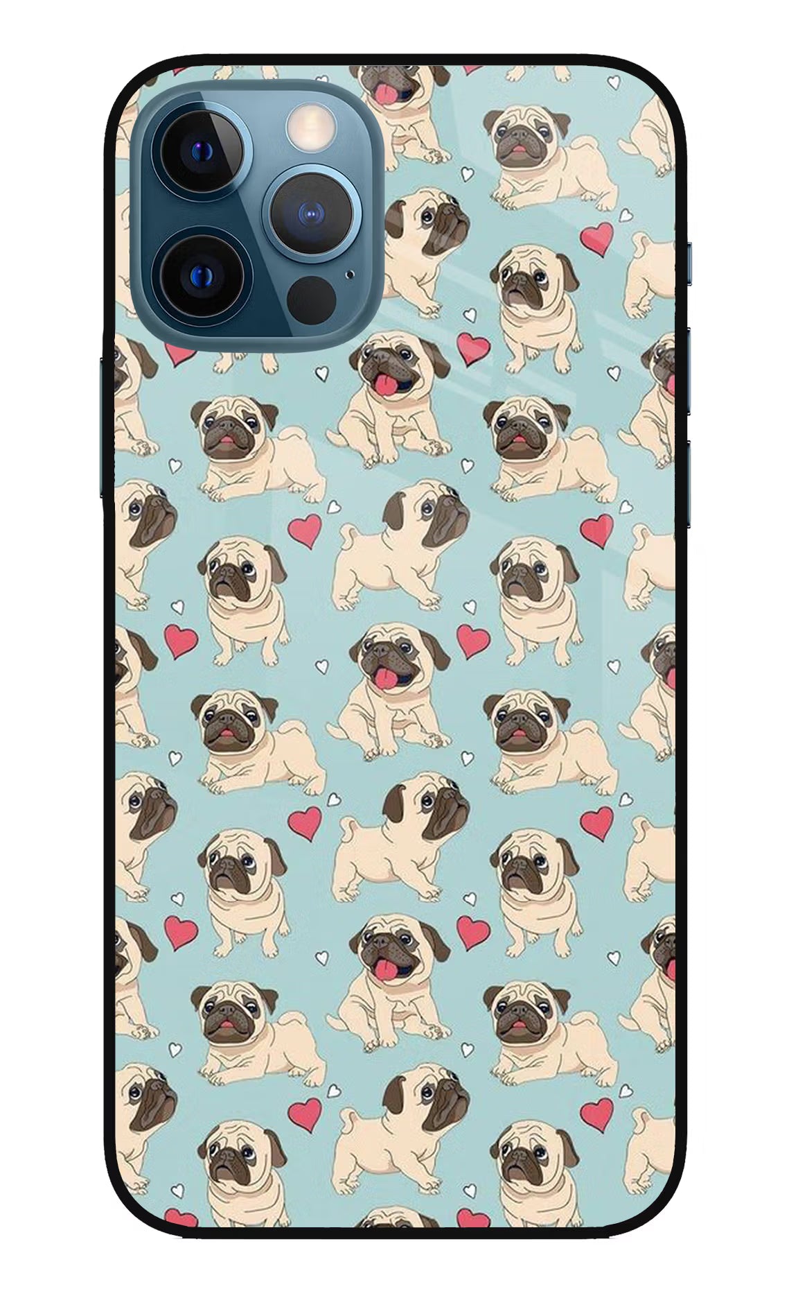 Pug Dog iPhone 12 Pro Glass Case Back Cover by Casekaro