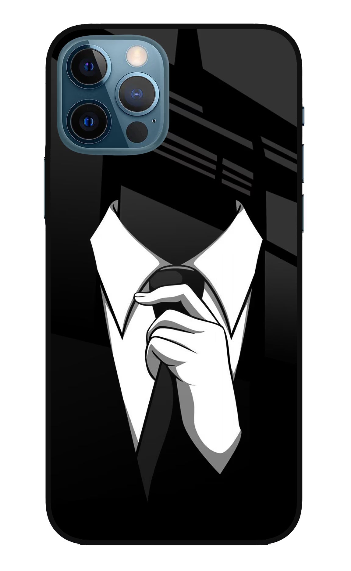 Black Tie iPhone 12 Pro Glass Case Back Cover by Casekaro