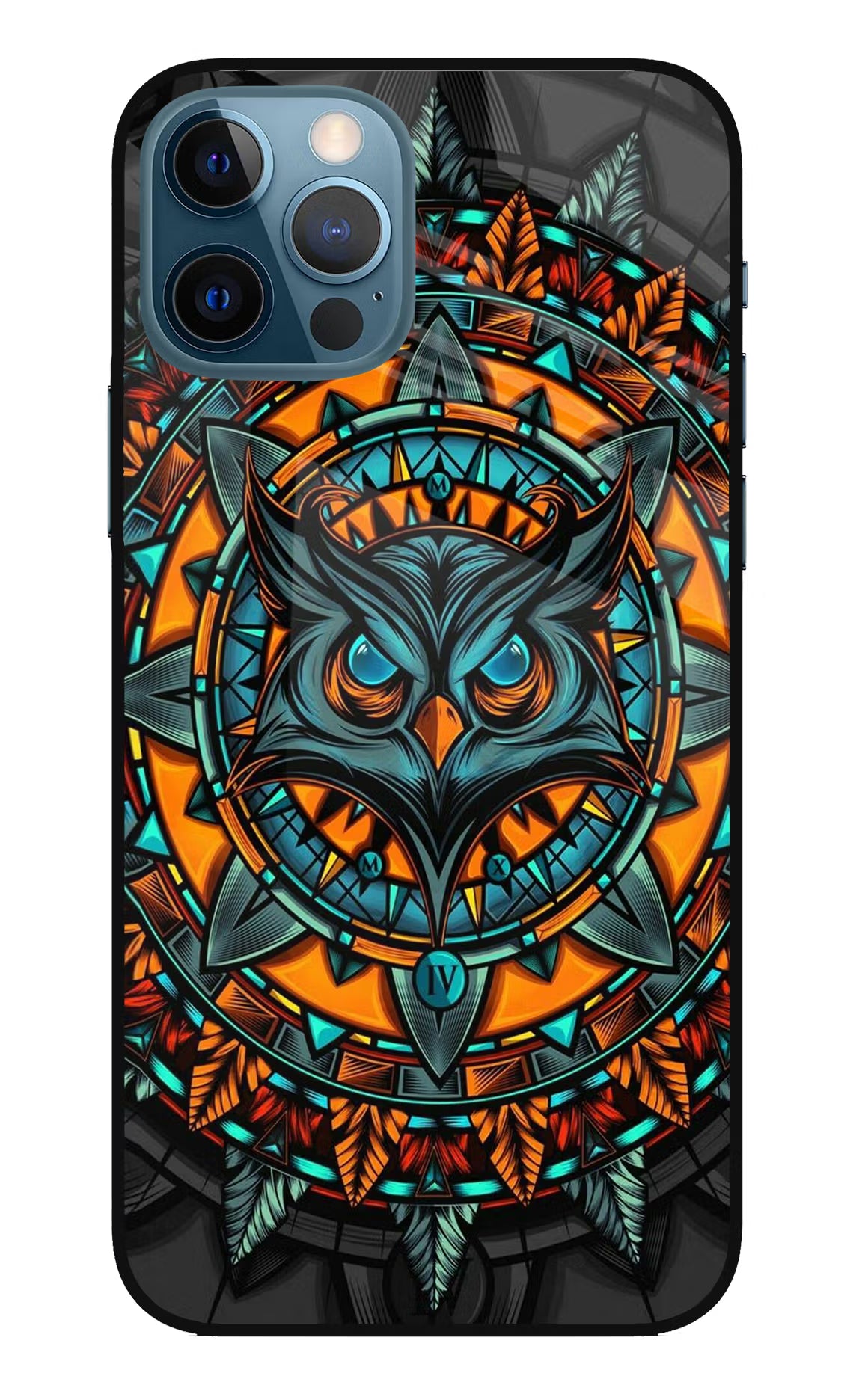 Angry Owl Art iPhone 12 Pro Glass Case Back Cover by Casekaro