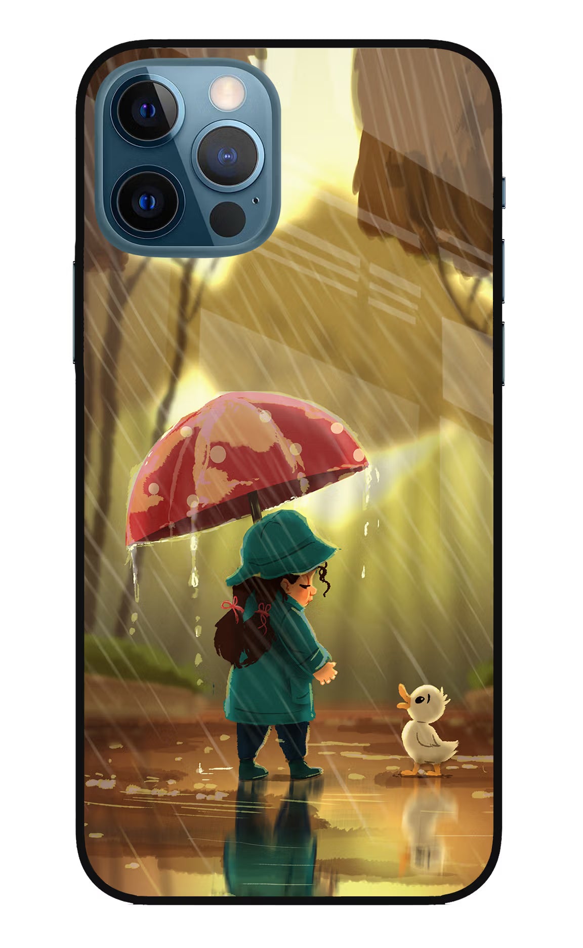 Rainy Day iPhone 12 Pro Glass Case Back Cover by Casekaro