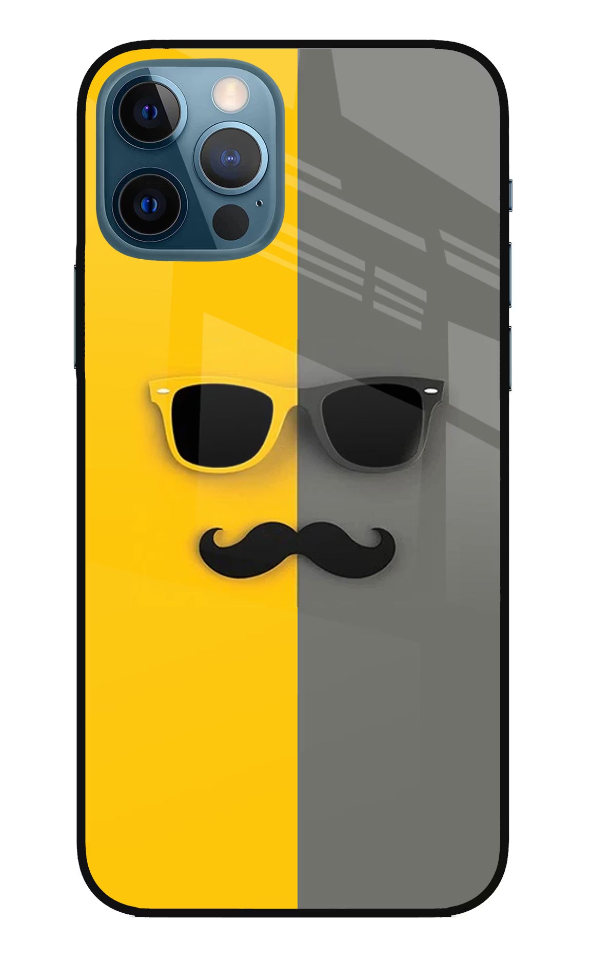 Sunglasses with Mustache iPhone 12 Pro Glass Case Back Cover by Casekaro