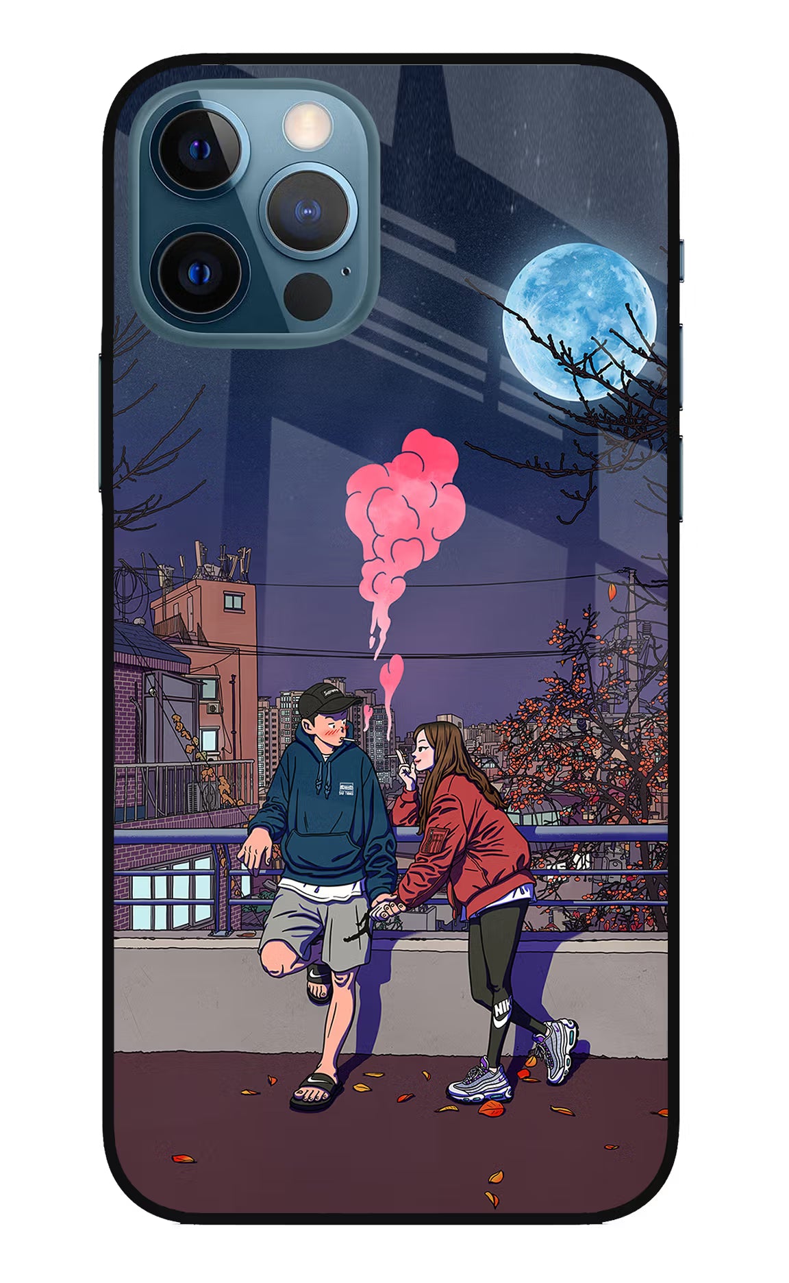 Chilling Couple iPhone 12 Pro Glass Case Back Cover by Casekaro