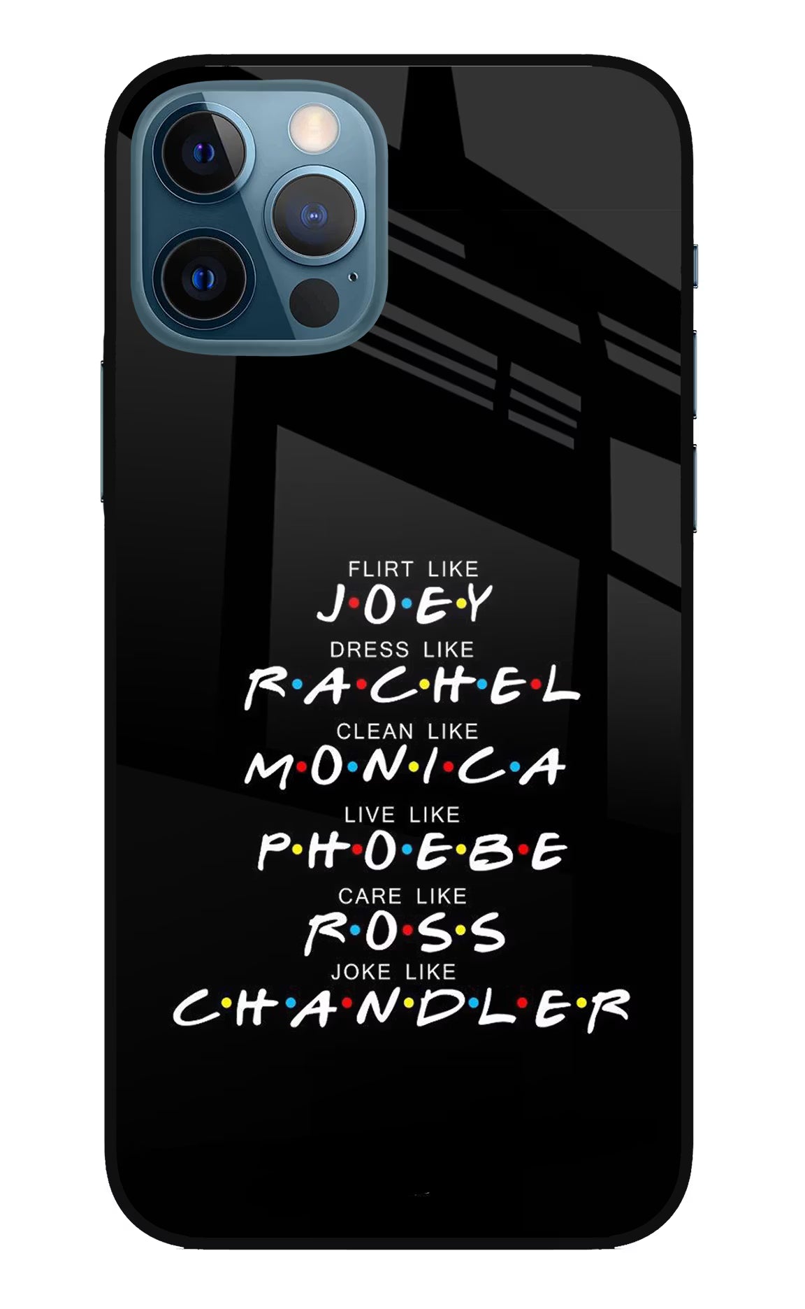 FRIENDS Character iPhone 12 Pro Glass Case Back Cover by Casekaro