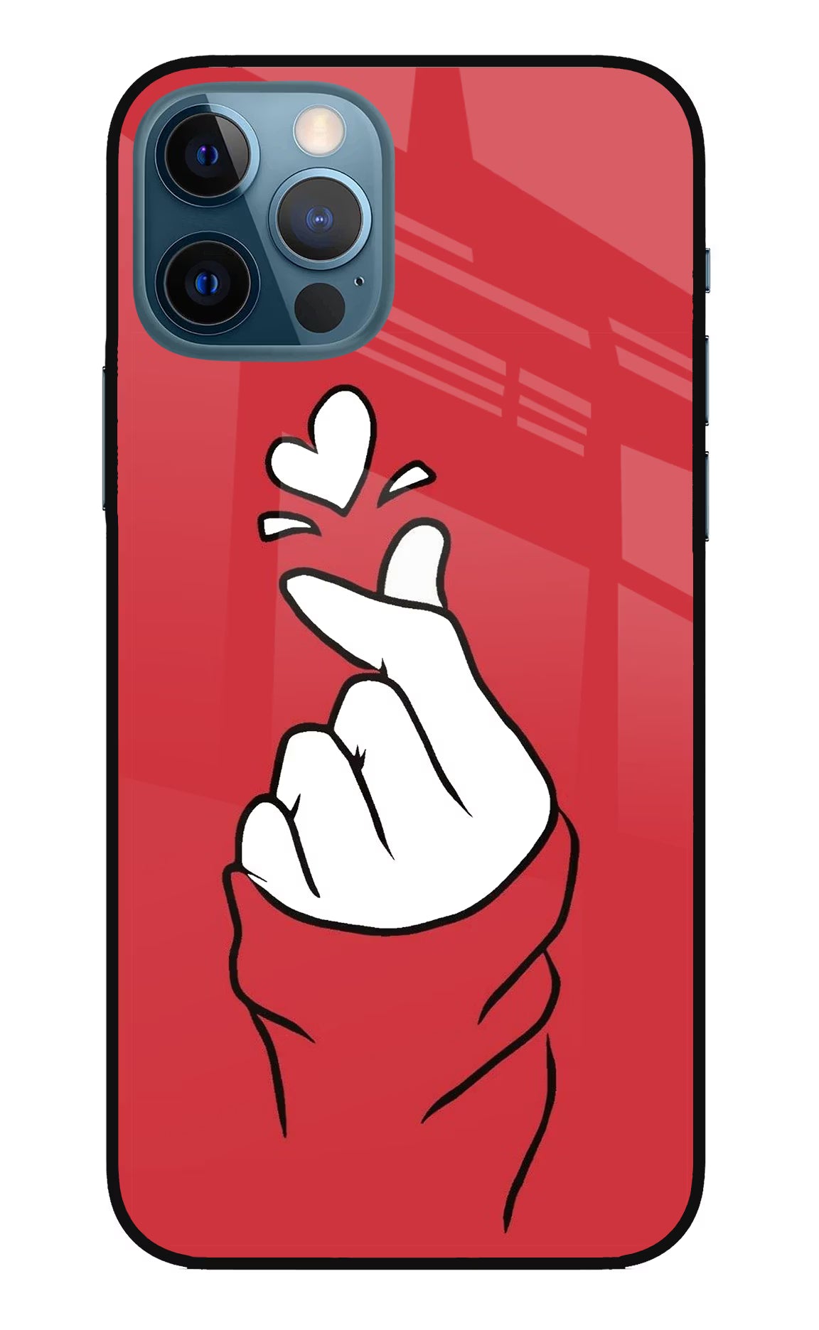 Korean Love Sign iPhone 12 Pro Glass Case Back Cover by Casekaro