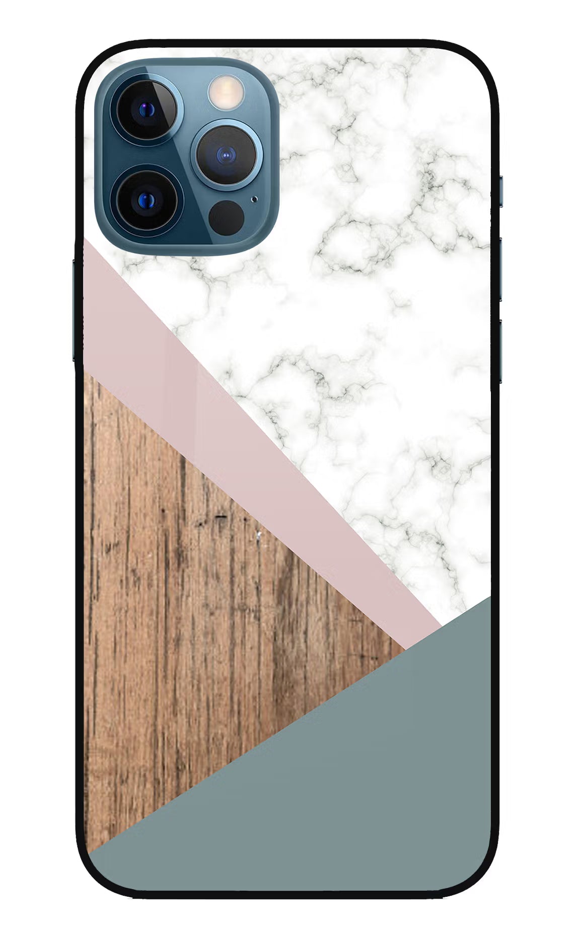Marble wood Abstract iPhone 12 Pro Glass Case Back Cover by Casekaro