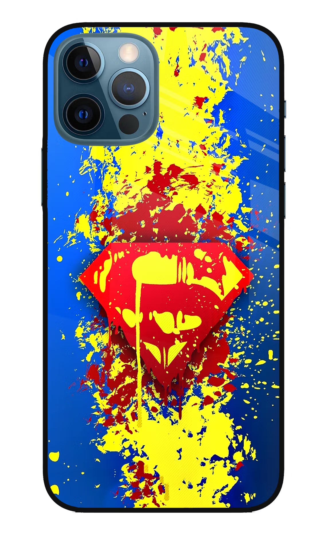 Superman logo iPhone 12 Pro Glass Case Back Cover by Casekaro
