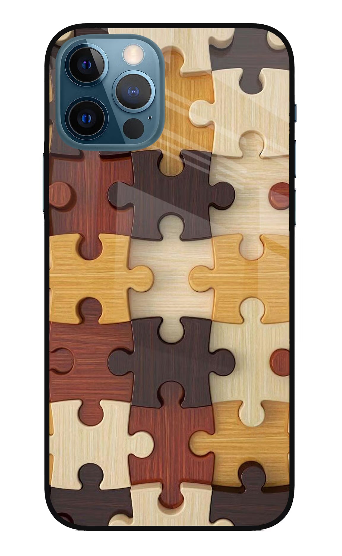 Wooden Puzzle iPhone 12 Pro Glass Case Back Cover by Casekaro