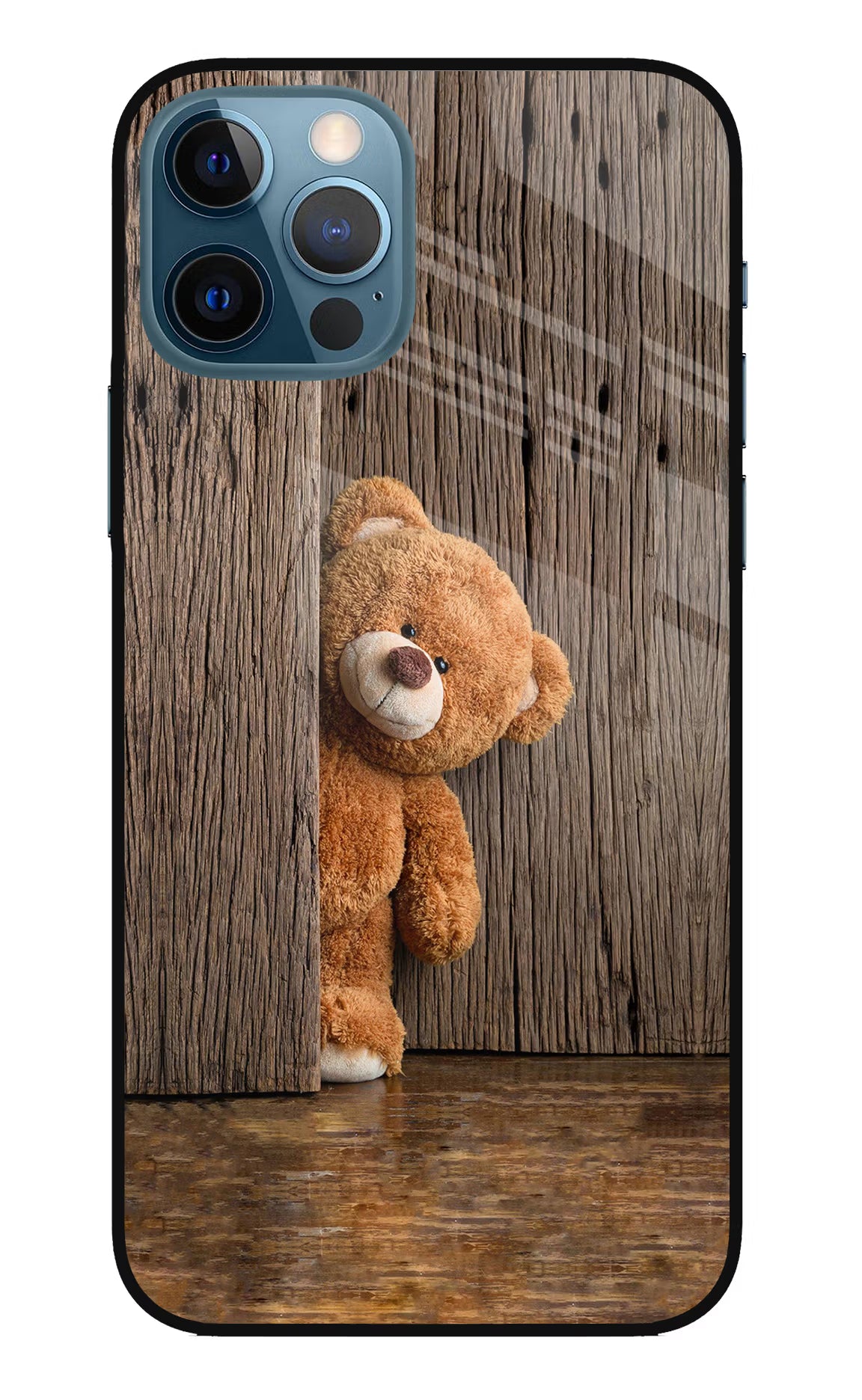 Teddy Wooden iPhone 12 Pro Glass Case Back Cover by Casekaro