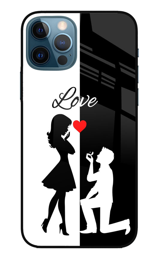 Love Propose Black And White iPhone 12 Pro Glass Case