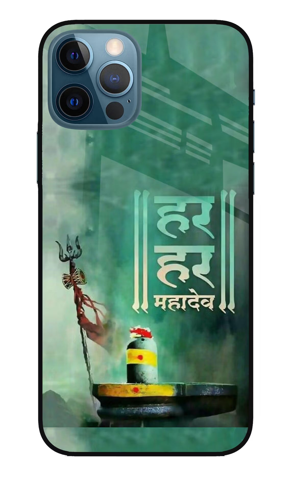 Har Har Mahadev Shivling iPhone 12 Pro Glass Case Back Cover by Casekaro