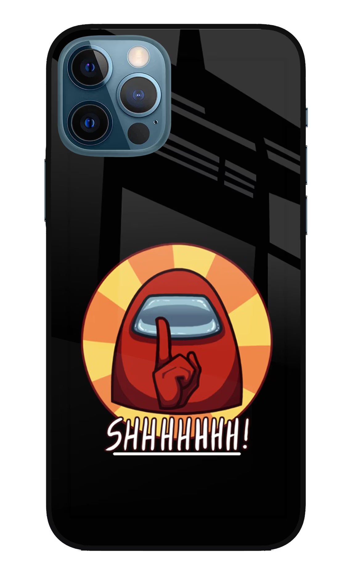 Among Us Shhh! iPhone 12 Pro Glass Case Back Cover by Casekaro