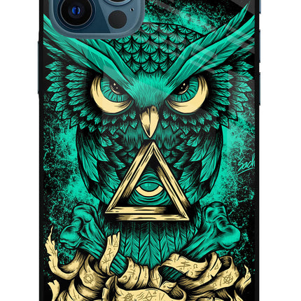 Green Owl iPhone 12 Pro Glass Case