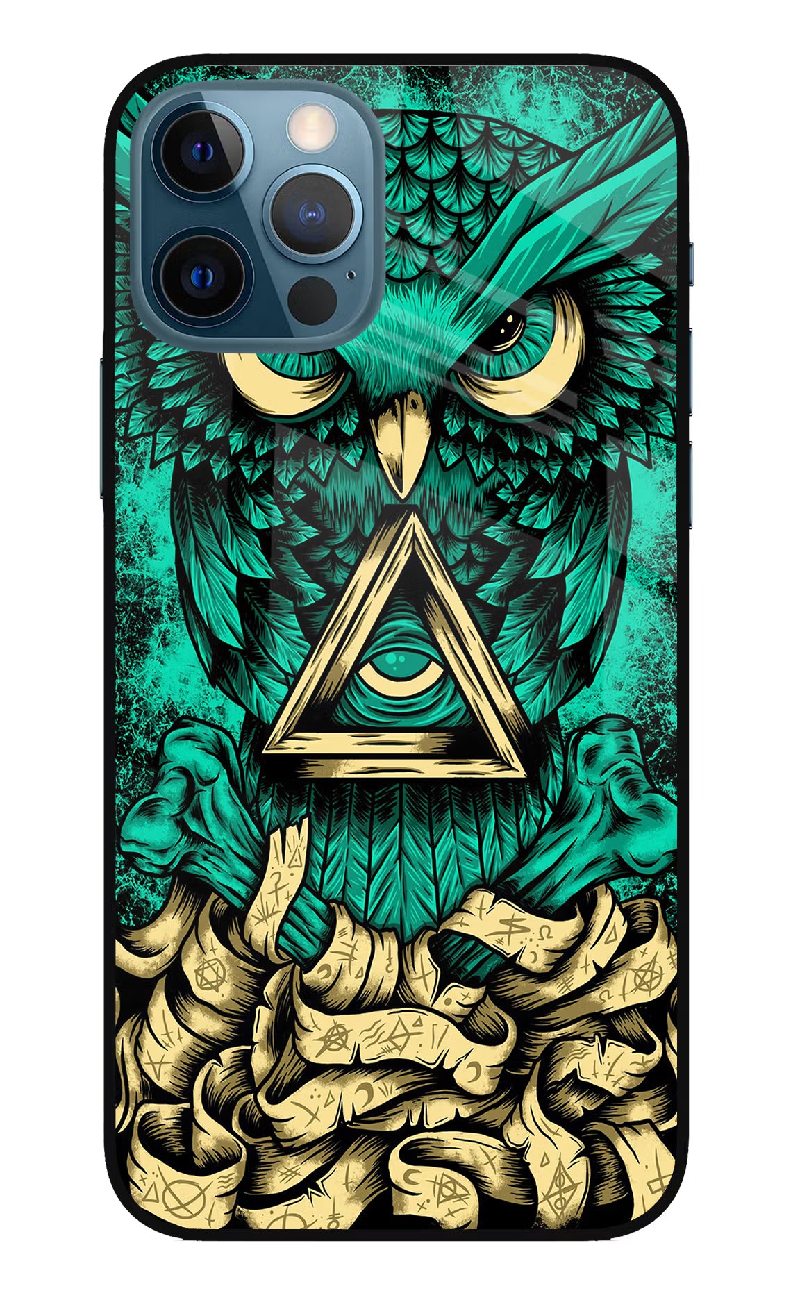 Green Owl iPhone 12 Pro Glass Case Back Cover by Casekaro