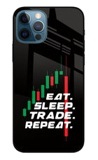 Eat Sleep Trade Repeat iPhone 12 Pro Glass Case