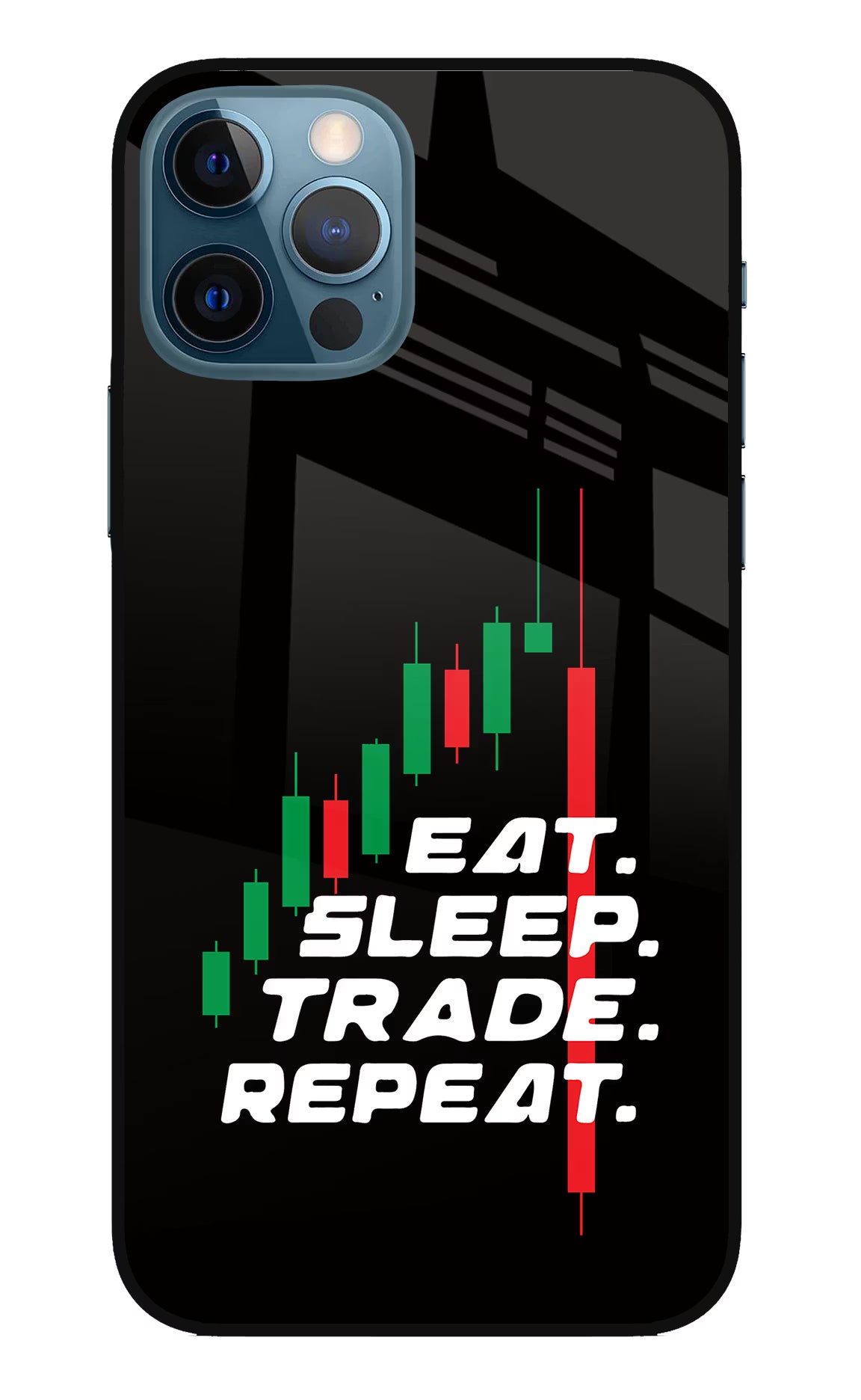 Eat Sleep Trade Repeat iPhone 12 Pro Glass Case Back Cover by Casekaro