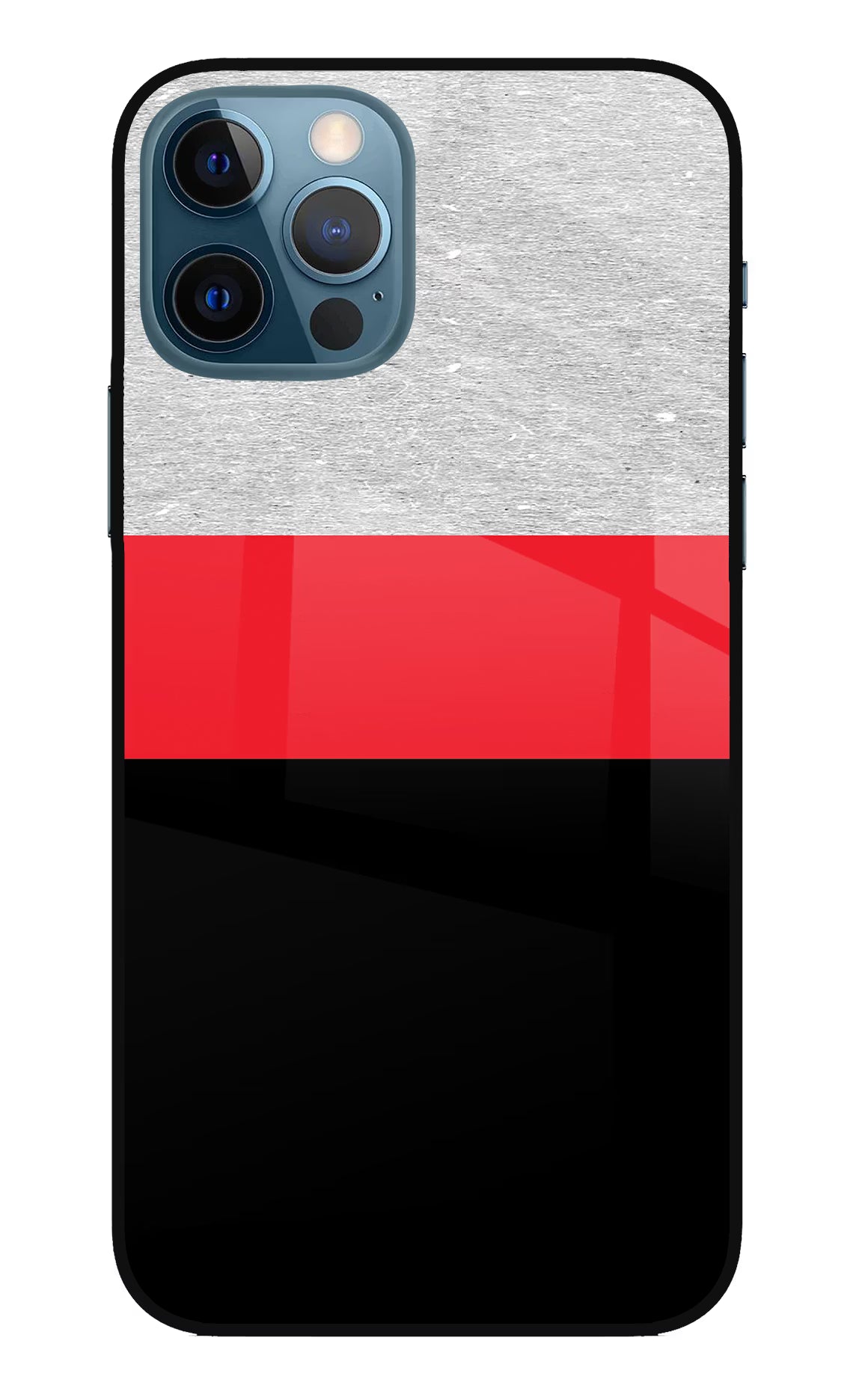 Tri Color Pattern iPhone 12 Pro Glass Case Back Cover by Casekaro