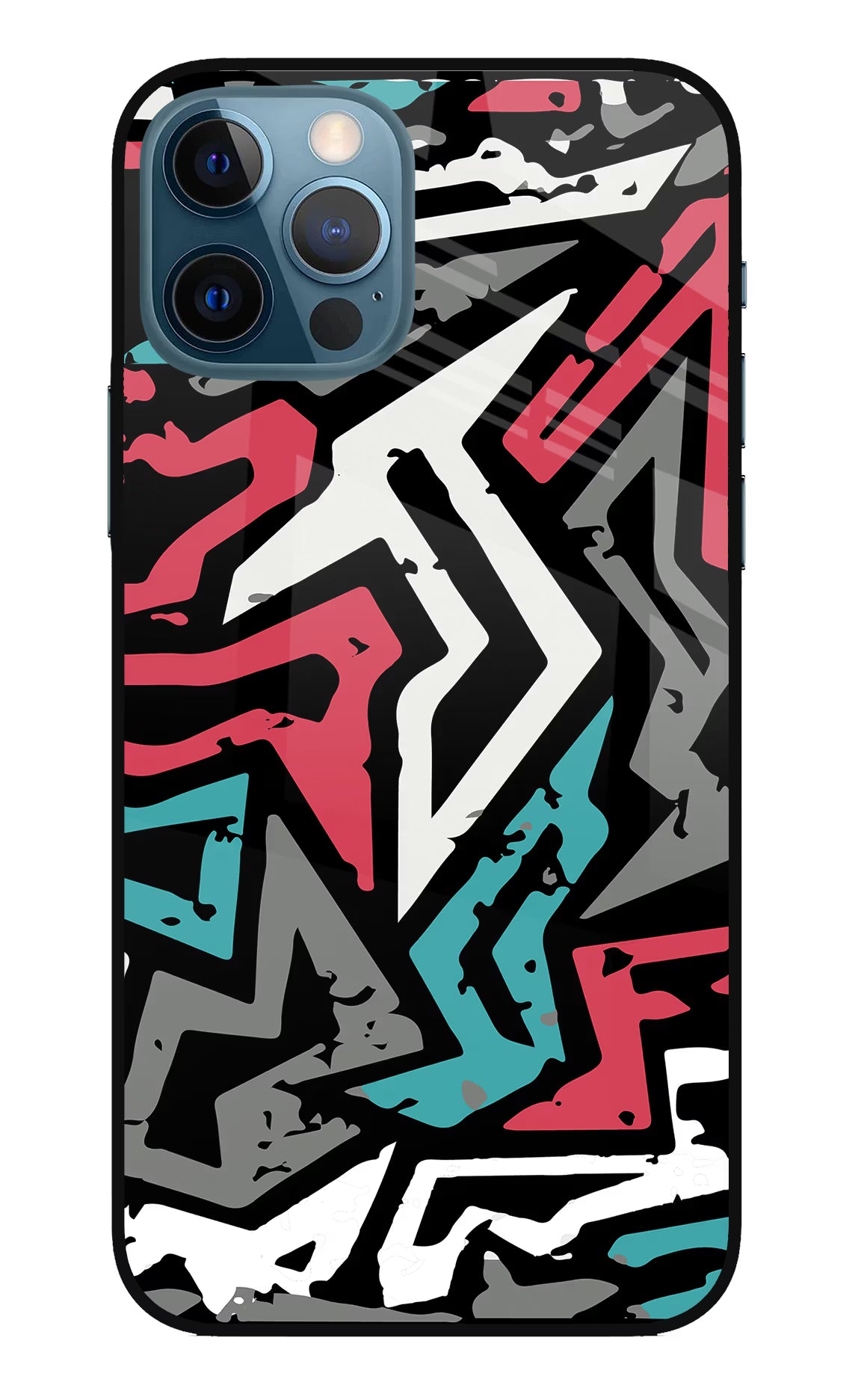 Geometric Graffiti iPhone 12 Pro Glass Case Back Cover by Casekaro