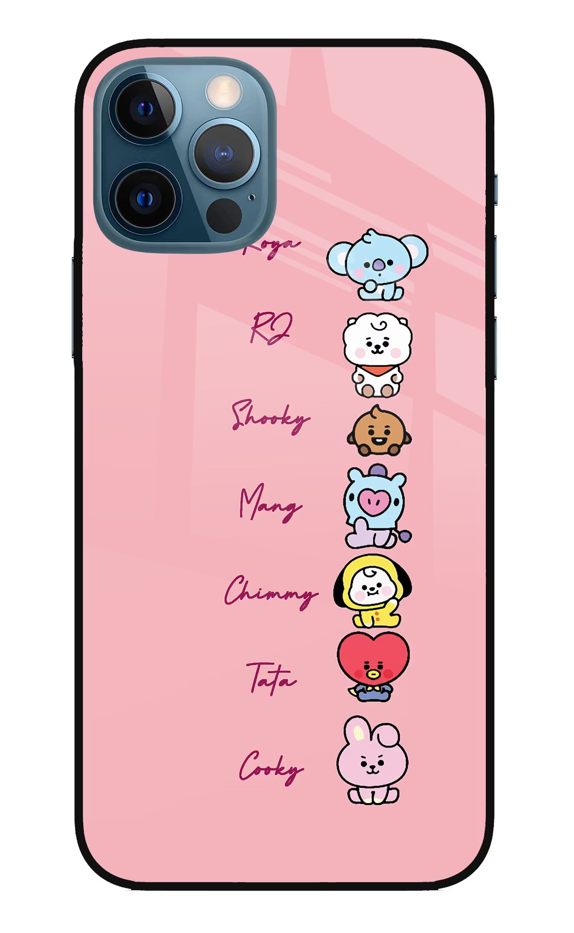 BTS names iPhone 12 Pro Glass Case Back Cover by Casekaro