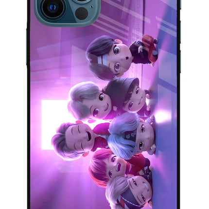 BTS Chibi iPhone 12 Pro Glass Case