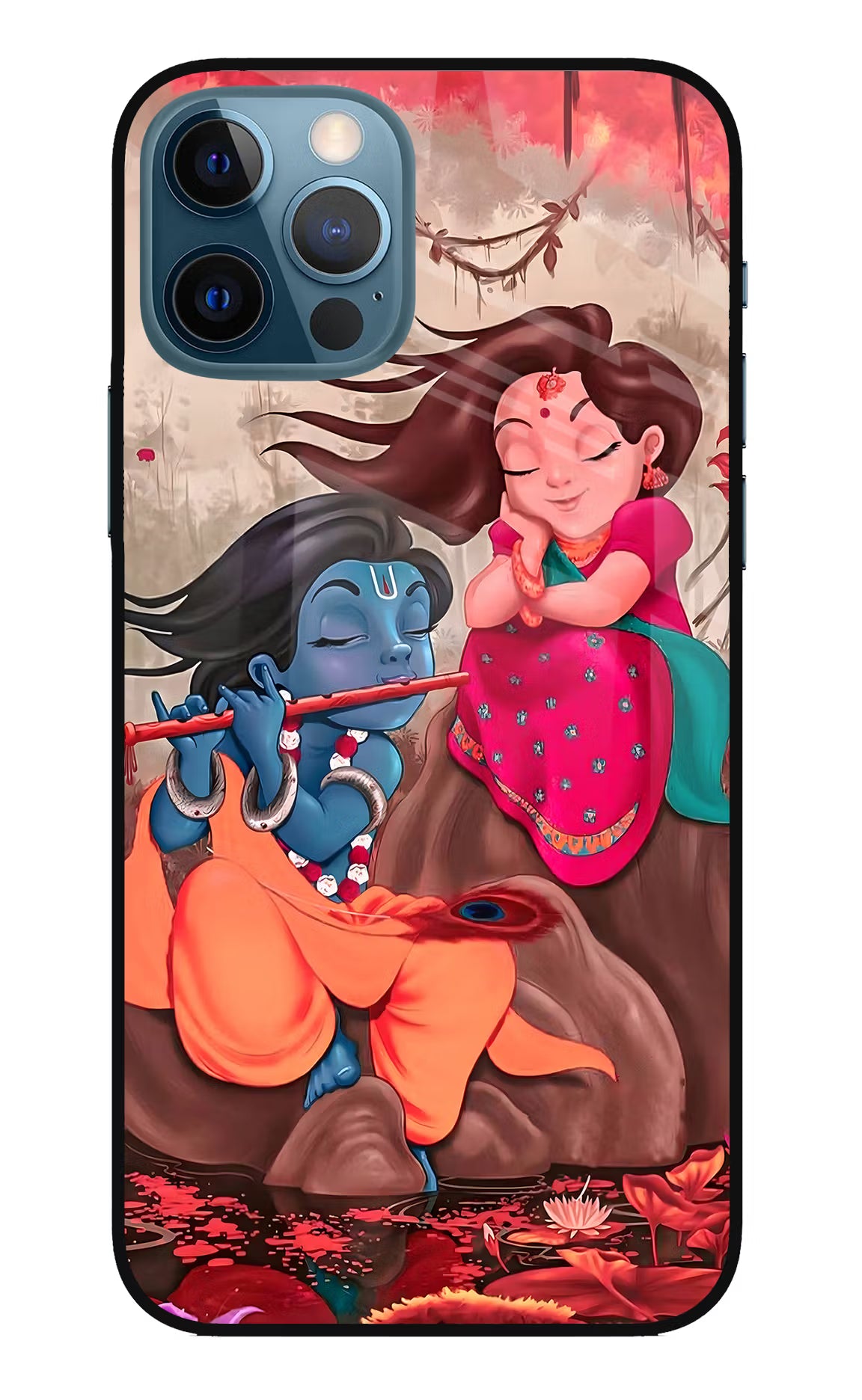 Radhe Krishna iPhone 12 Pro Glass Case Back Cover by Casekaro