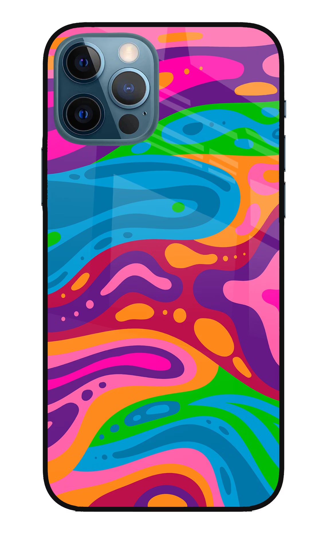 Trippy Pattern iPhone 12 Pro Glass Case Back Cover by Casekaro
