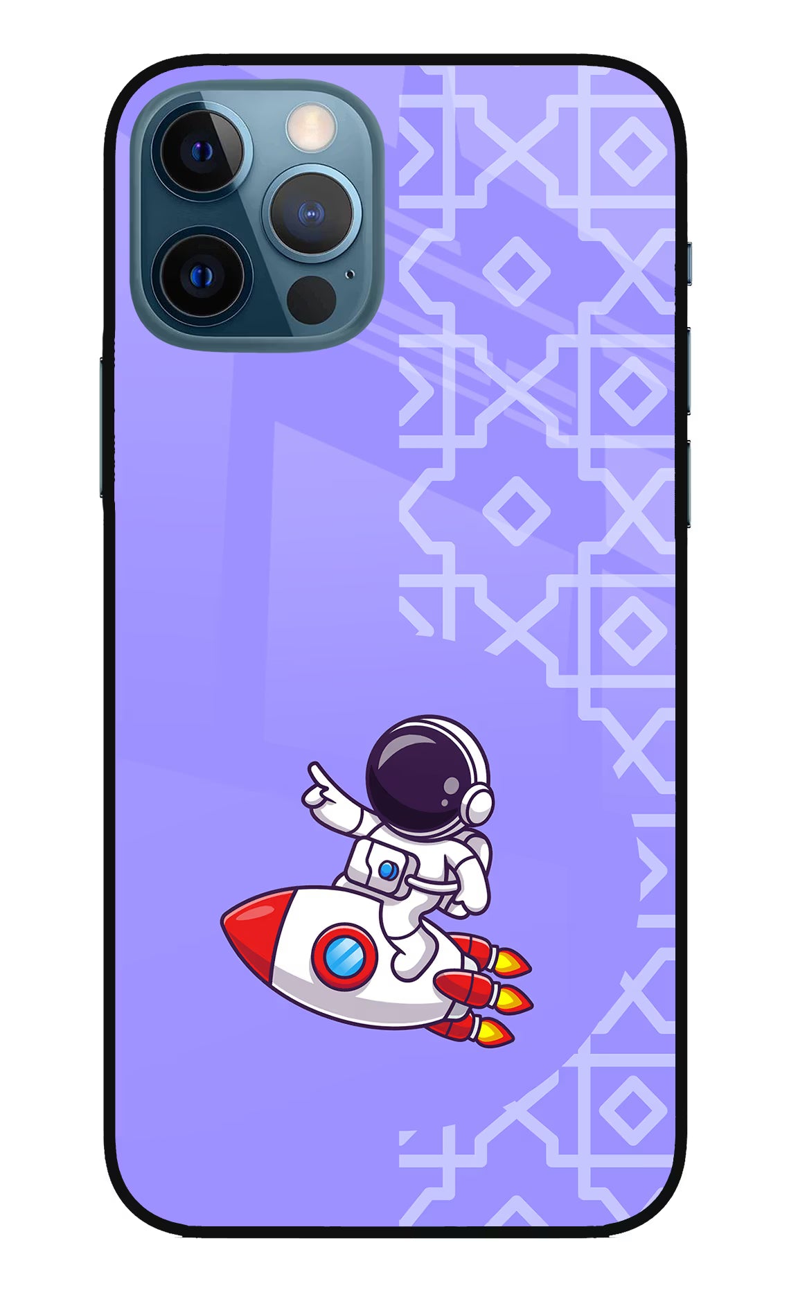 Cute Astronaut iPhone 12 Pro Glass Case Back Cover by Casekaro
