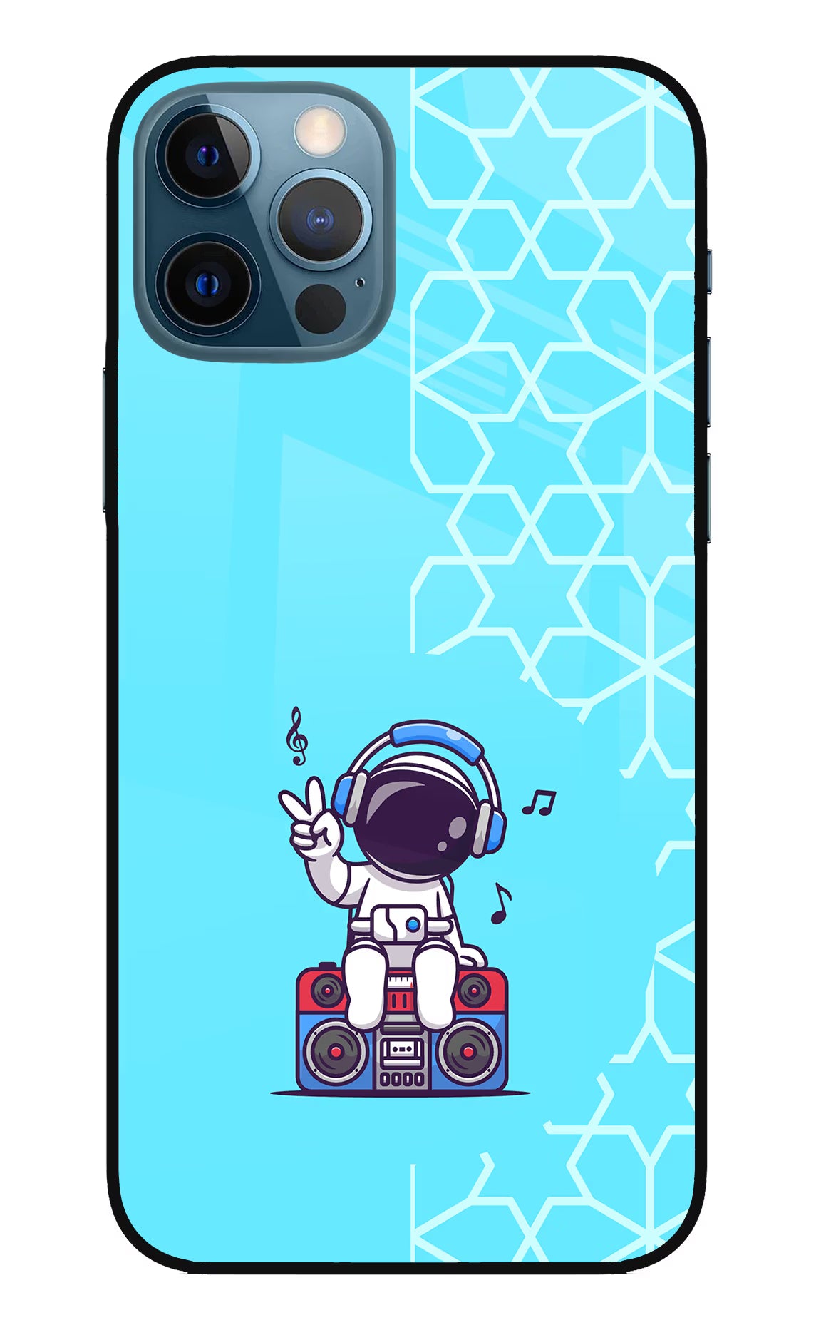 Cute Astronaut Chilling iPhone 12 Pro Glass Case Back Cover by Casekaro
