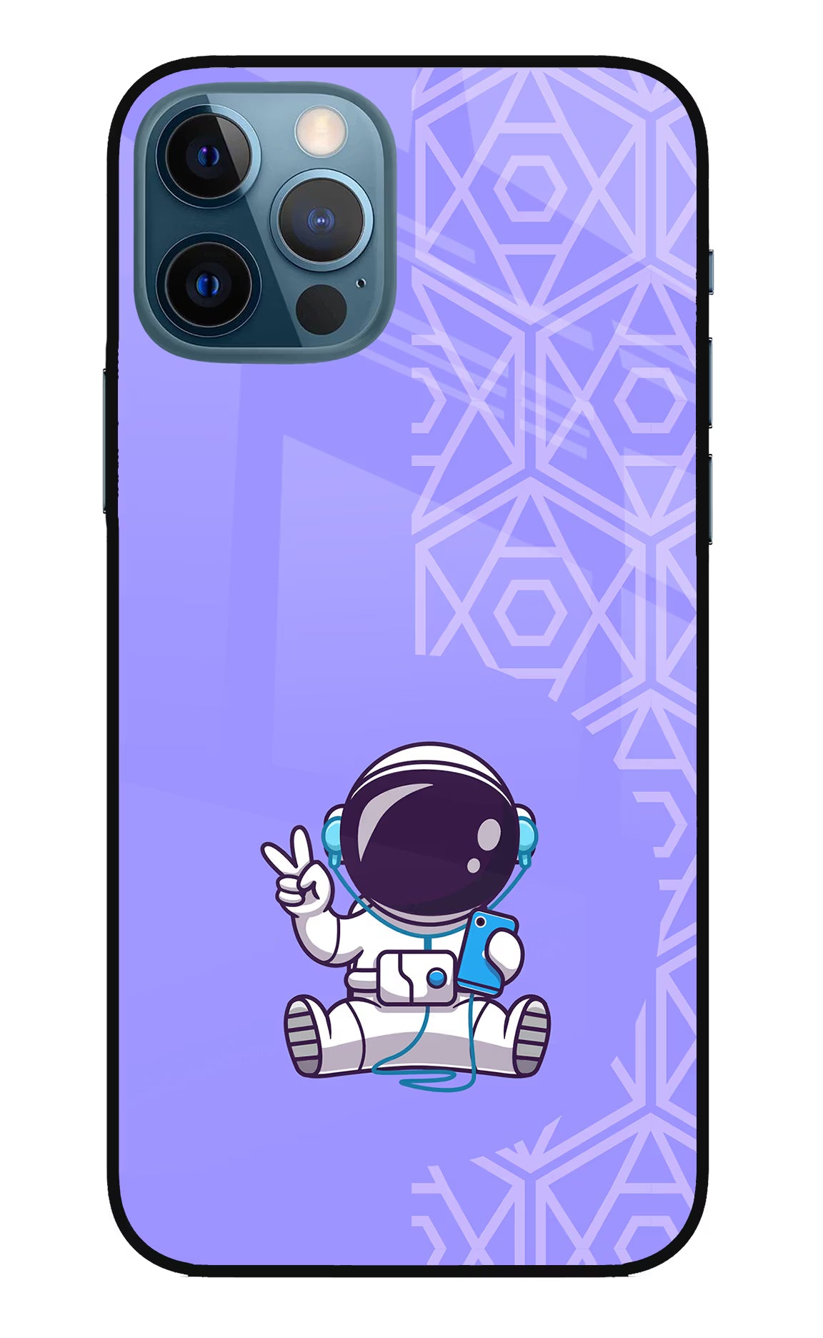 Cute Astronaut Chilling iPhone 12 Pro Glass Case Back Cover by Casekaro