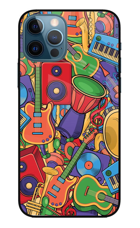 Music Instrument Doodle iPhone 12 Pro Glass Case