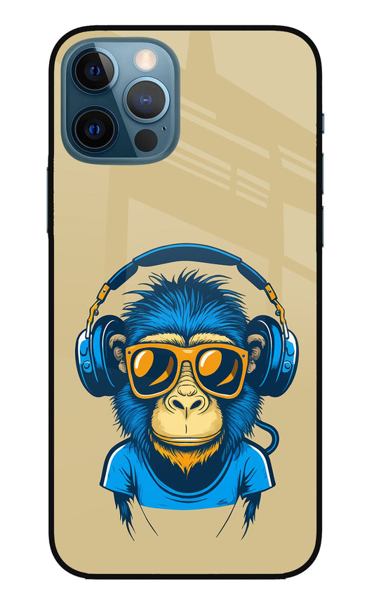 Monkey Headphone iPhone 12 Pro Glass Case