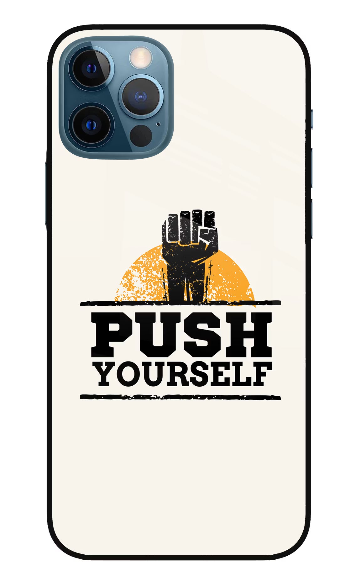 Push Yourself iPhone 12 Pro Glass Case Back Cover by Casekaro