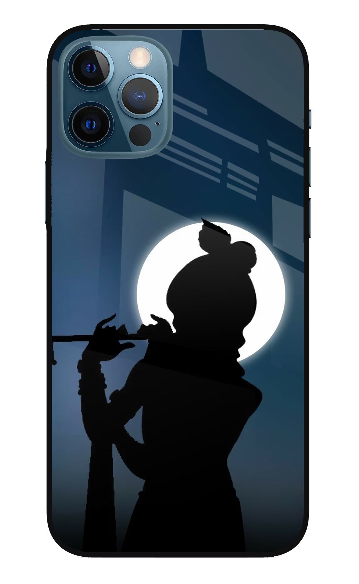 Shri Krishna Silhouette iPhone 12 Pro Glass Case Back Cover by Casekaro